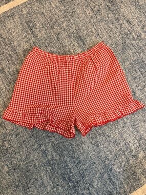 Red Gingham Ruffle Hem Shorts